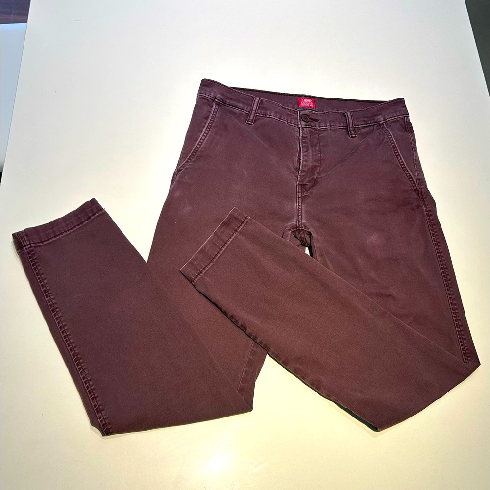 Men’s washed wine chino-style pants